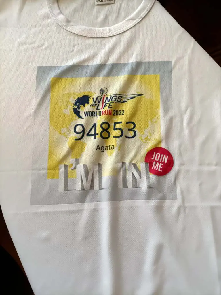 Mój numer startowy-na koszulce.